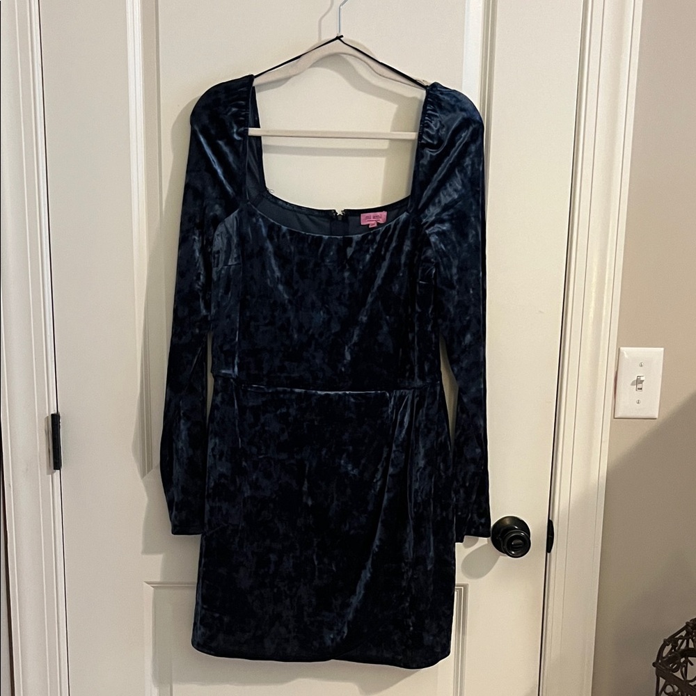 Francesca's Collections Velvet Dress in Deep Blue